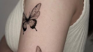 butterflies tattoo 30 cute butterfly tattoos : three butterflies on upper arm i take you