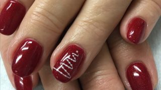 fingernail christmas designs Red glitter french bling rhinestones snowflake christmas gel nails