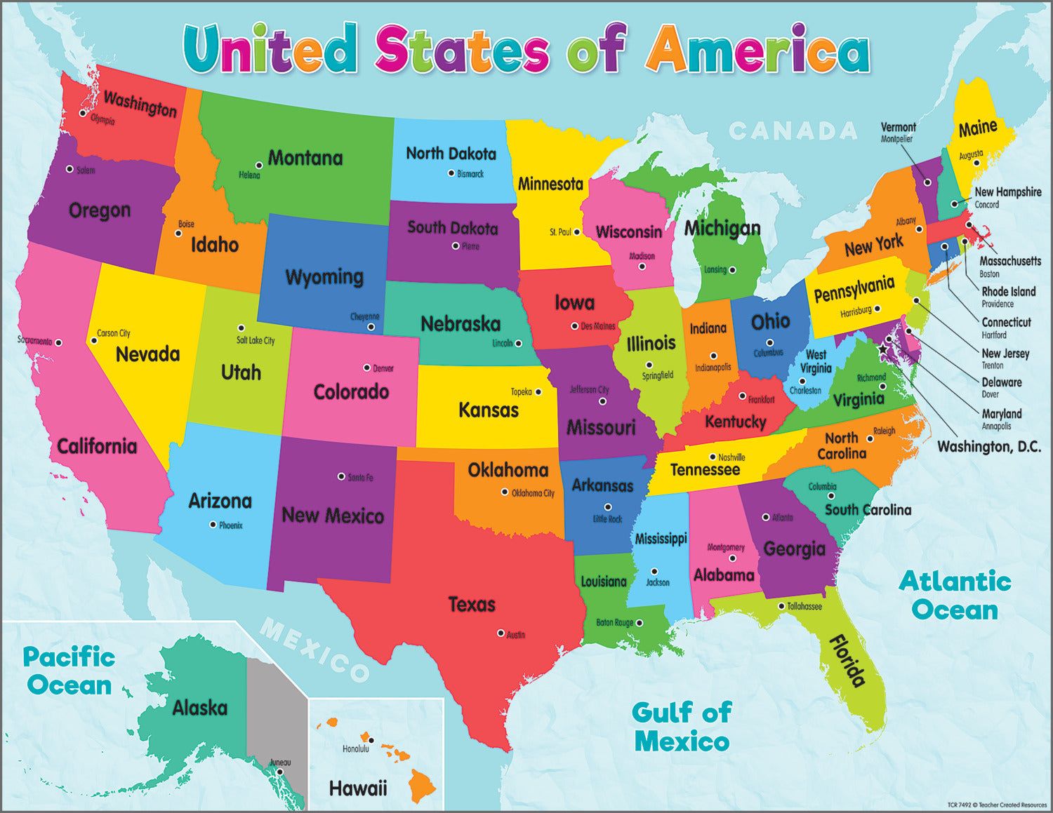 Colorful United States Of America Map Chart | America map, Usa map
